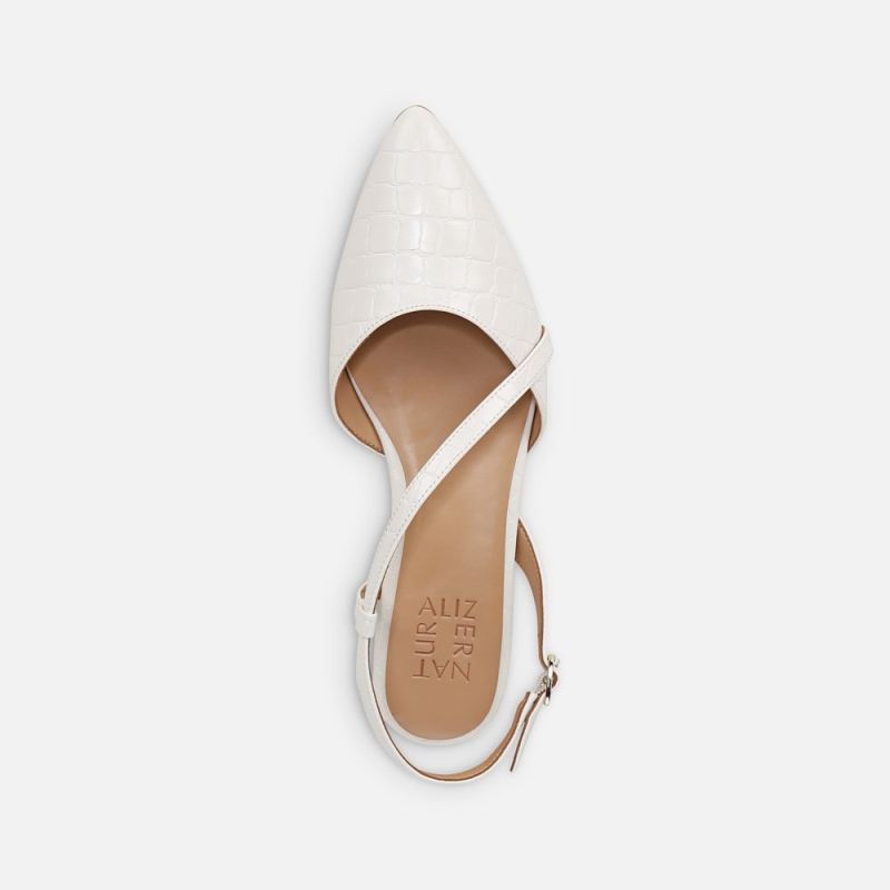 Naturalizer Women's Hawaii Slingback Flat - Warm White Faux Croco Leather