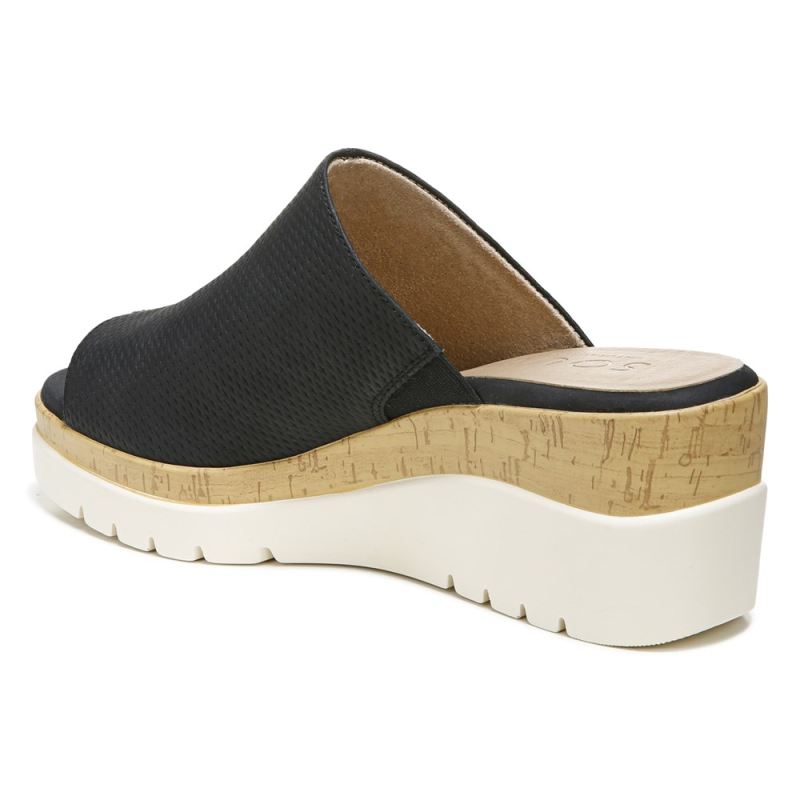 Naturalizer Women's Soul Goodtimes Mule Wedge Sandal - Black Manmade