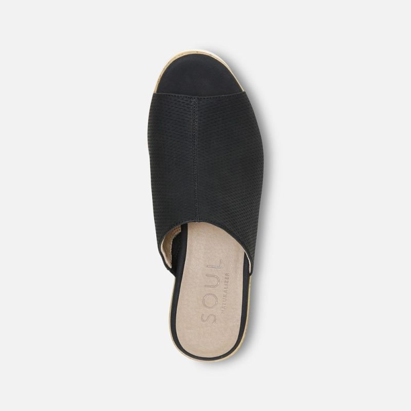 Naturalizer Women's Soul Goodtimes Mule Wedge Sandal - Black Manmade