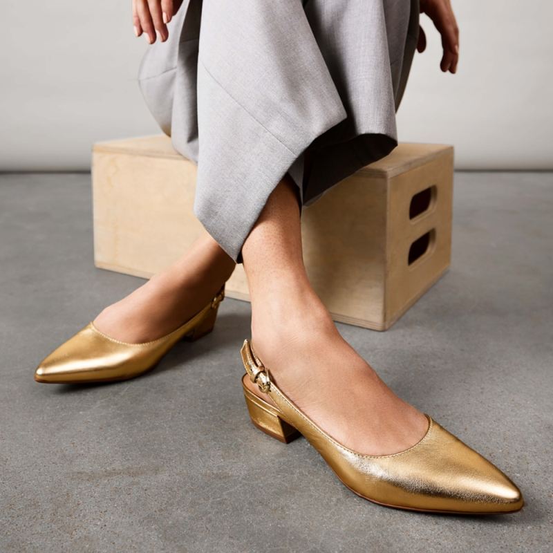 Naturalizer Women's Banks Pointed Toe Flat - Dark Gold Leather
