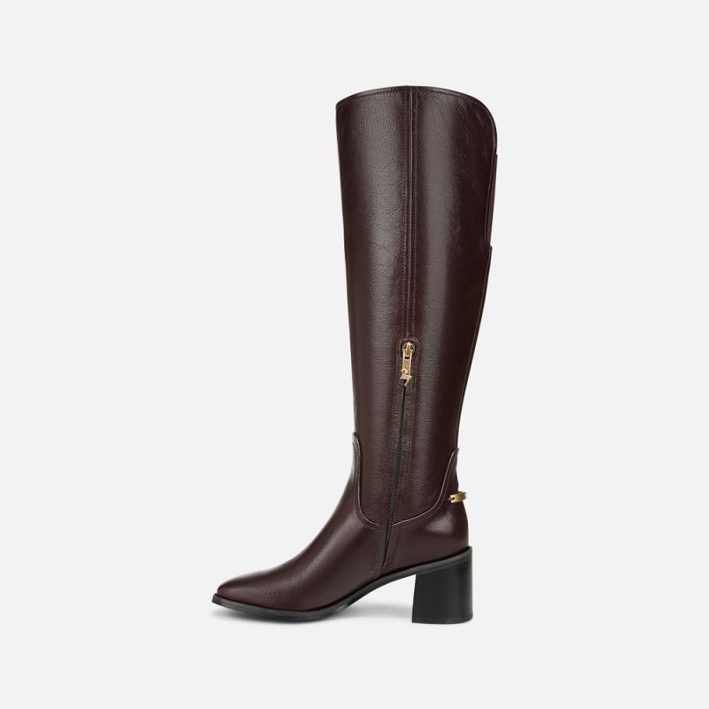 Naturalizer Women's 27 EDIT Edda Wide Calf Knee High Boot - Dark Brown Leather