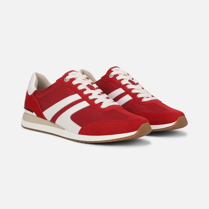 Naturalizer Women's Lorena Lace Up Sneaker - Deep Red Fabric \u0026 Suede