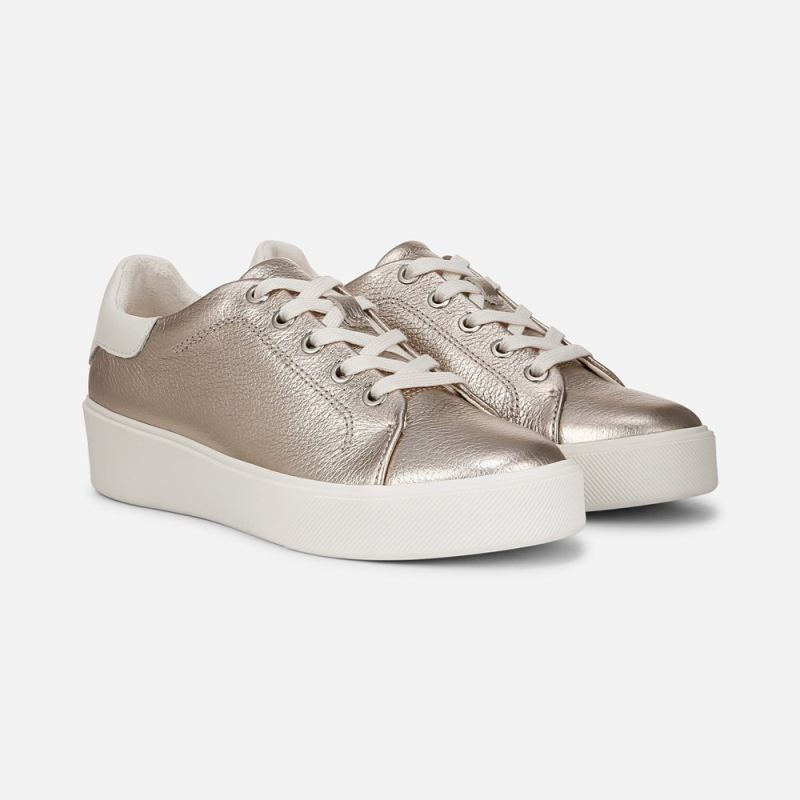 Naturalizer Women's Morrison 2.0 Lace Up Sneaker - Warm Silver / White Leather