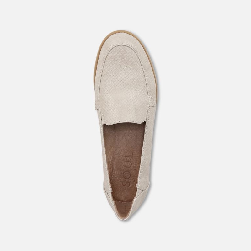 Naturalizer Women's SOUL Idea Moc Loafer - Light Beige Faux Leather