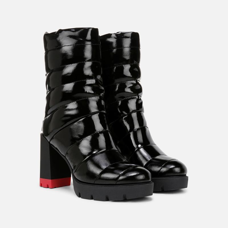 Naturalizer Women's Think Royln Crosswalk Water Repellent Bootie - Black Patent Shine Nylon