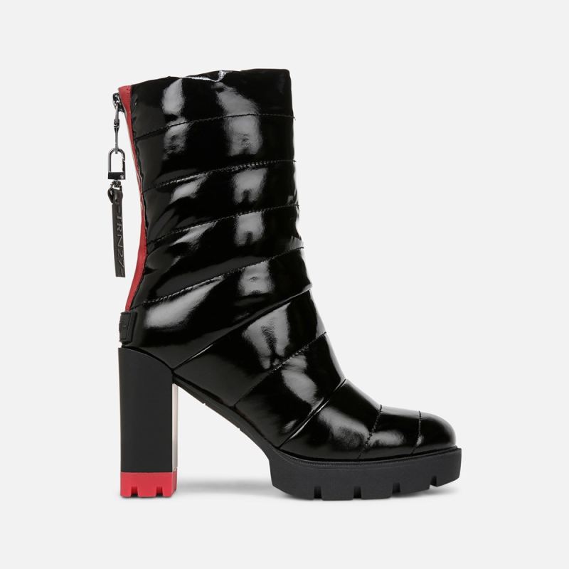 Naturalizer Women's Think Royln Crosswalk Water Repellent Bootie - Black Patent Shine Nylon