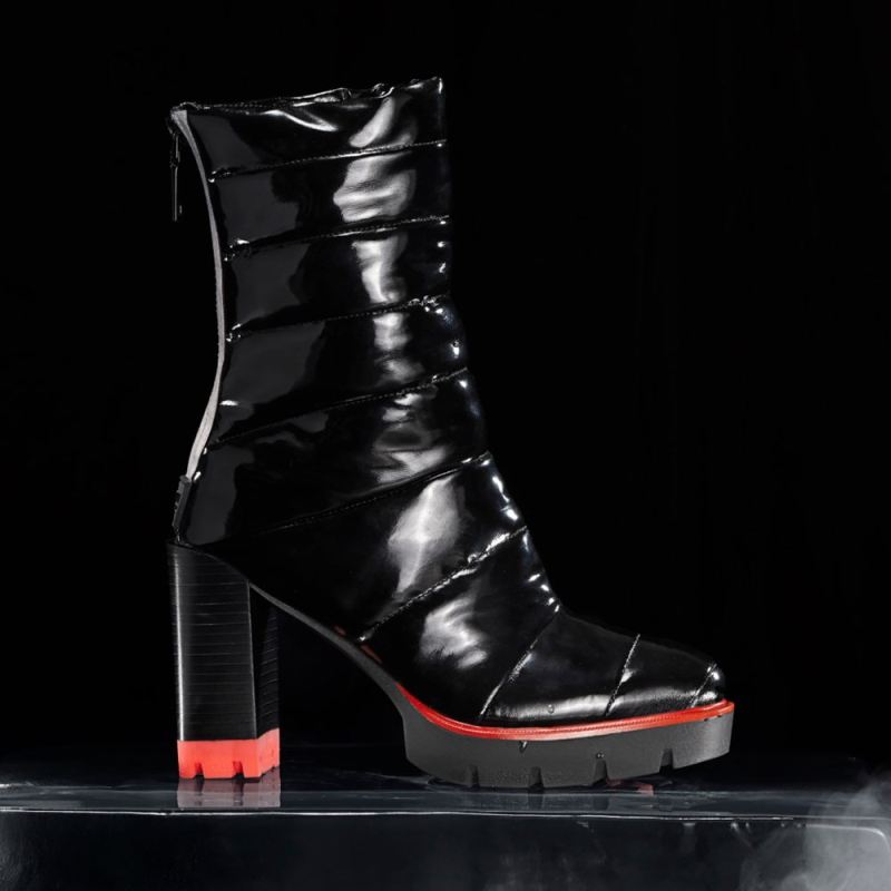 Naturalizer Women's Think Royln Crosswalk Water Repellent Bootie - Black Patent Shine Nylon