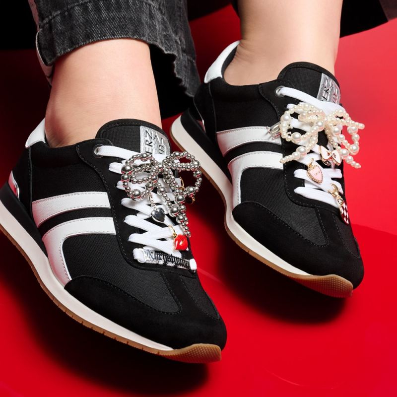 Naturalizer Women's Lorena Lace Up Sneaker - Black Fabric \u0026 Suede