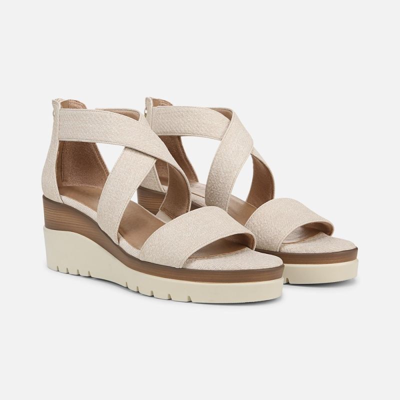 Naturalizer Women's Soul Goodtimes Wedge Sandal - Light Sand Faux Leather