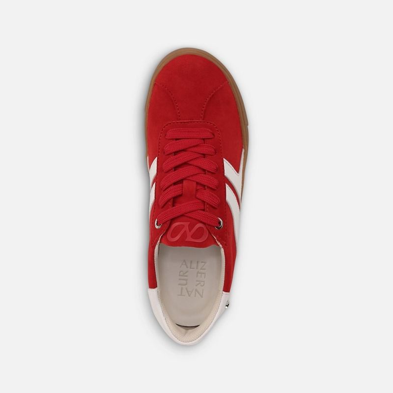 Naturalizer Women's Medina Lace Up Sneaker - Crimson Red Suede