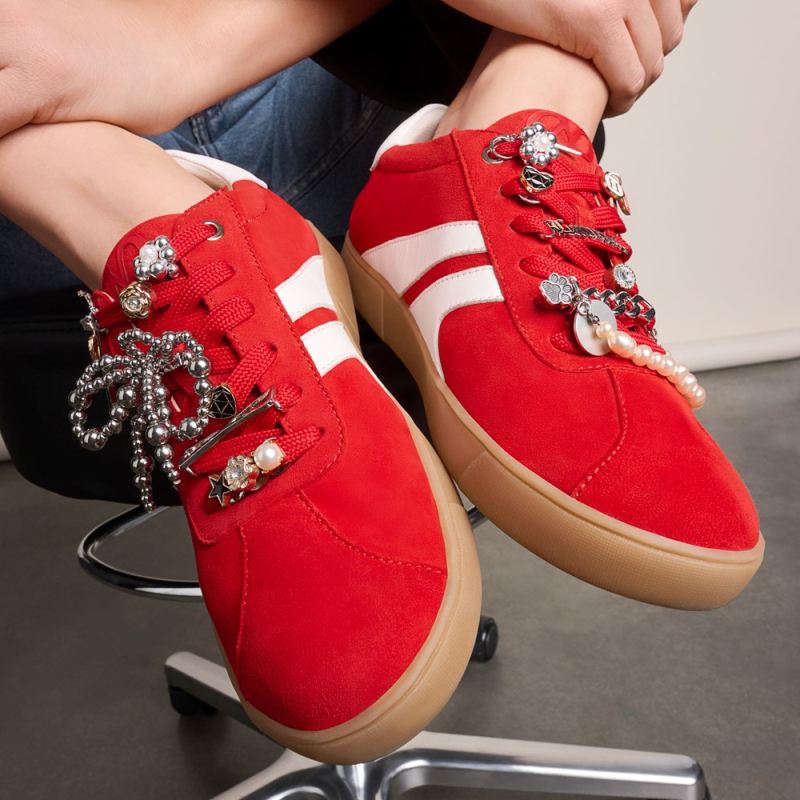 Naturalizer Women's Medina Lace Up Sneaker - Crimson Red Suede