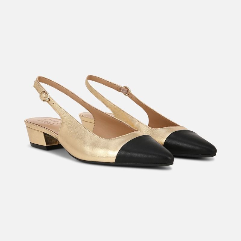 Naturalizer Women's Banks Slingback - Dark Gold/Black Leather