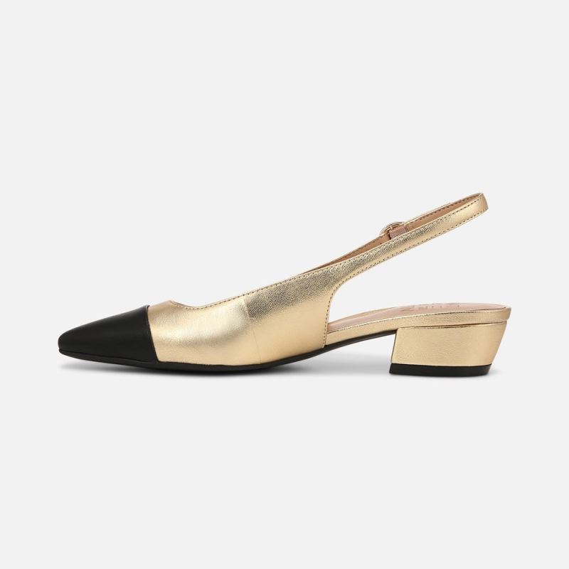 Naturalizer Women's Banks Slingback - Dark Gold/Black Leather