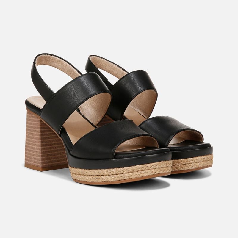Naturalizer Women's SOUL Holly Sandal - Black Faux Leather