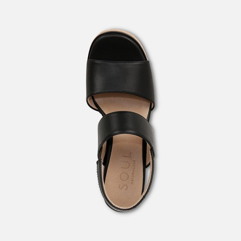 Naturalizer Women's SOUL Holly Sandal - Black Faux Leather