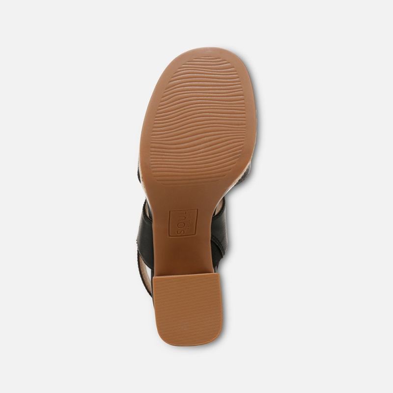Naturalizer Women's SOUL Holly Sandal - Black Faux Leather