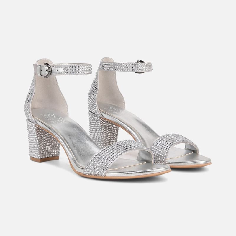 Naturalizer Women's Vera Dress Sandal - Silver Satin - Click Image to Close