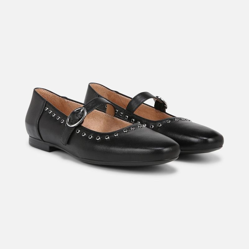 Naturalizer Women's Kelly Mary Jane Flat - Black Leather