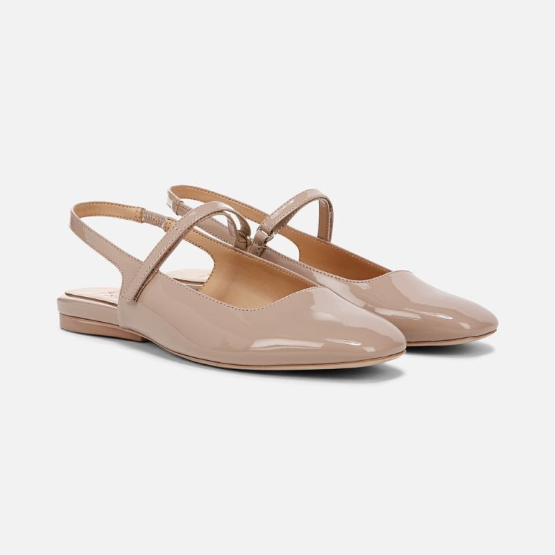 Naturalizer Women's Connie Mary Jane Slingback Flat - Warm Taupe Patent Faux Leather