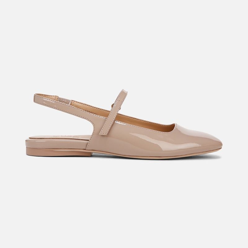Naturalizer Women's Connie Mary Jane Slingback Flat - Warm Taupe Patent Faux Leather