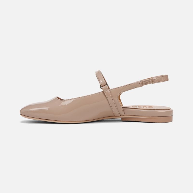 Naturalizer Women's Connie Mary Jane Slingback Flat - Warm Taupe Patent Faux Leather