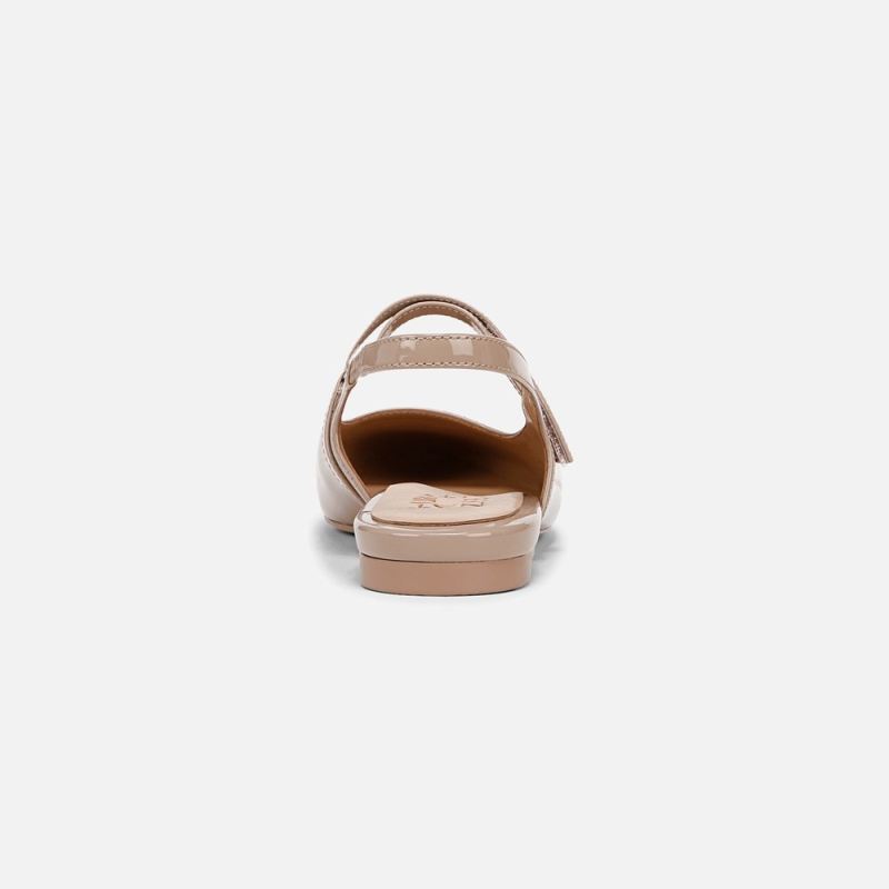 Naturalizer Women's Connie Mary Jane Slingback Flat - Warm Taupe Patent Faux Leather