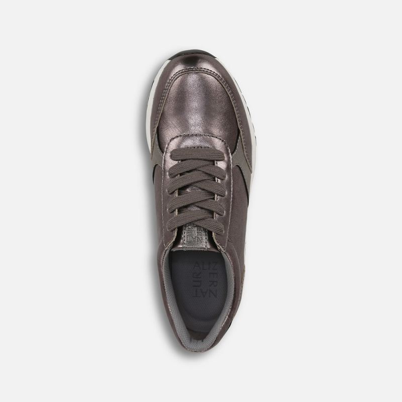 Naturalizer Women's Shay Lace Up Sneaker - Pewter Leather