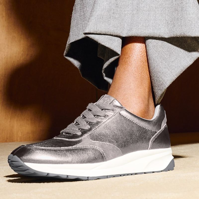 Naturalizer Women's Shay Lace Up Sneaker - Pewter Leather