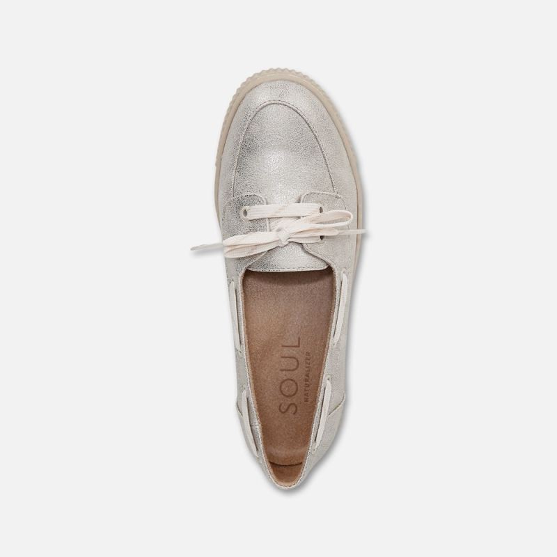 Naturalizer Women's SOUL Tia Boat Shoe - Light Gold Metallic Faux Leather