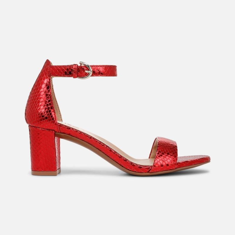 Naturalizer Women's Limited Edition Vera Dress Sandal - Red Metallic Snake Print Leather