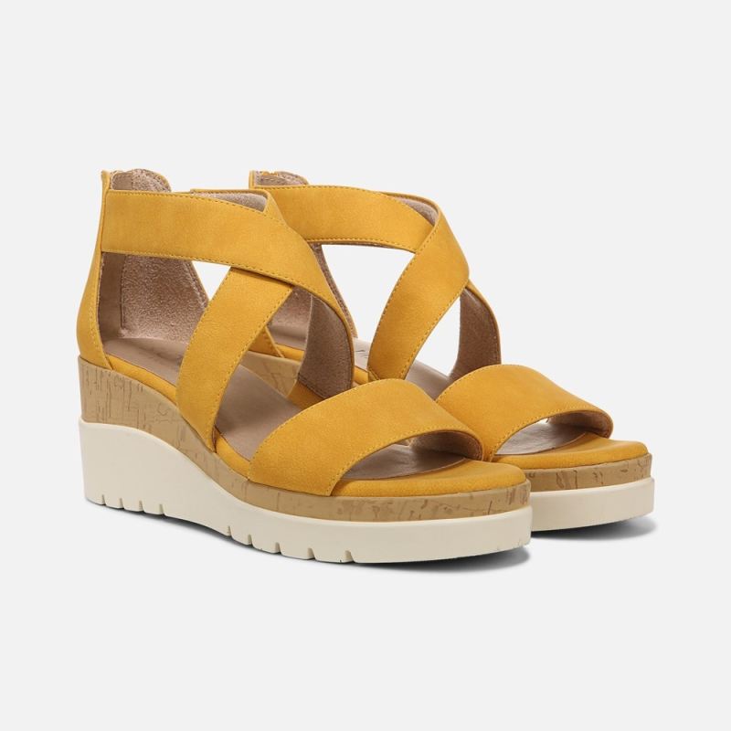 Naturalizer Women's Soul Goodtimes Wedge Sandal - Yellow Synthetic
