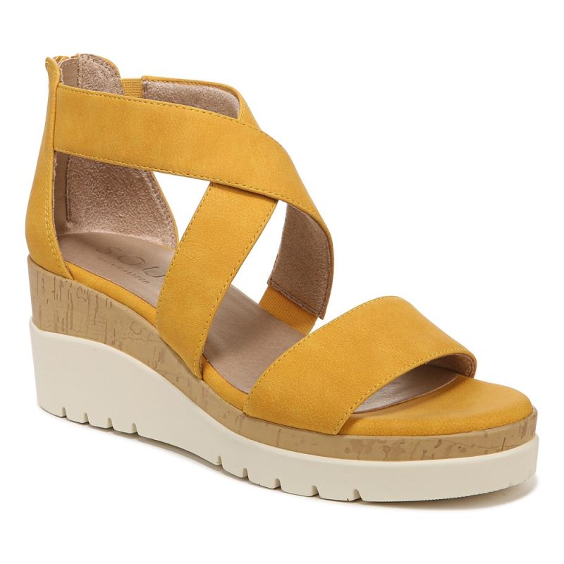 Naturalizer Women's Soul Goodtimes Wedge Sandal - Yellow Synthetic
