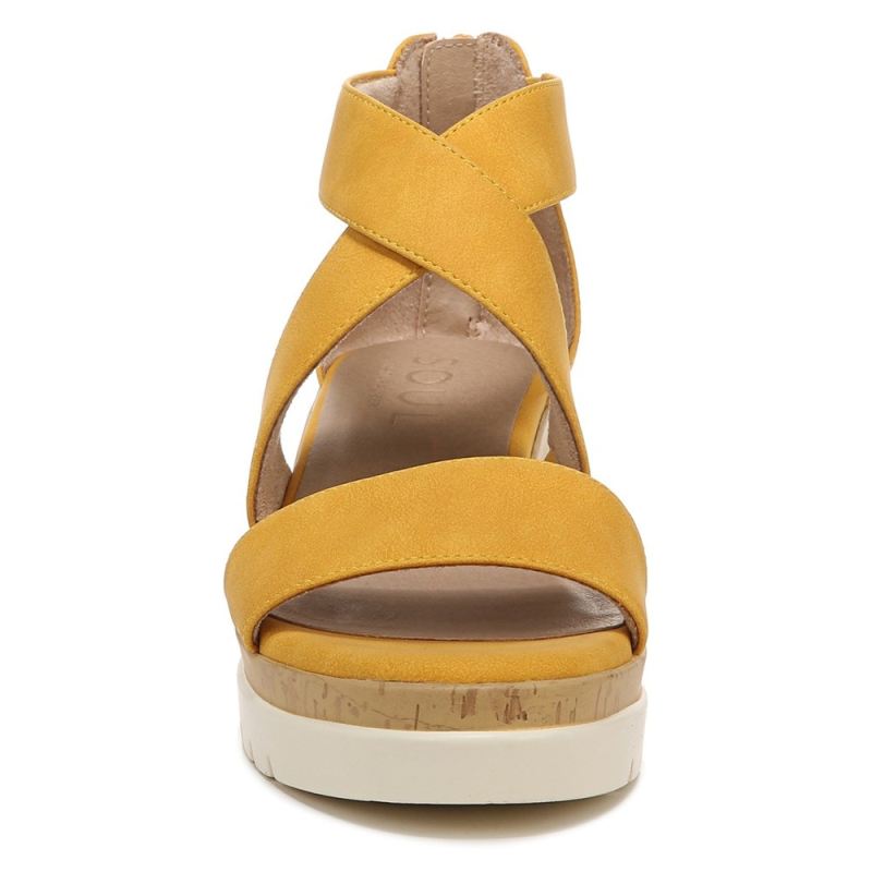 Naturalizer Women's Soul Goodtimes Wedge Sandal - Yellow Synthetic