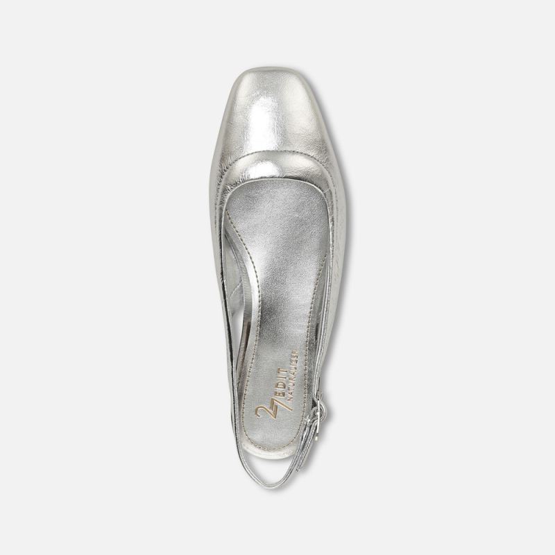 Naturalizer Women's 27 EDIT Cadence Slingback Flat - Silver Leather