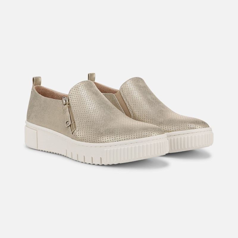 Naturalizer Women's SOUL Turner Slip On Sneaker - Soft Gold Faux Leather
