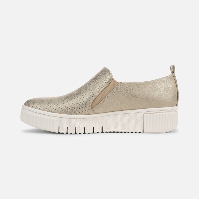 Naturalizer Women's SOUL Turner Slip On Sneaker - Soft Gold Faux Leather
