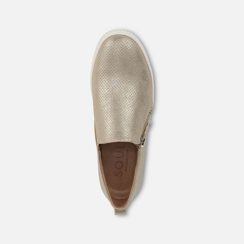 Naturalizer Women's SOUL Turner Slip On Sneaker - Soft Gold Faux Leather