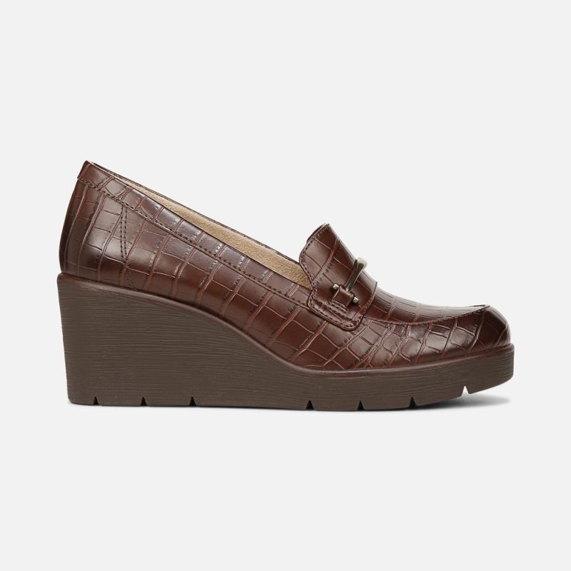 Naturalizer Women's SOUL Achieve Wedge - Dark Brown Croco Synthetic