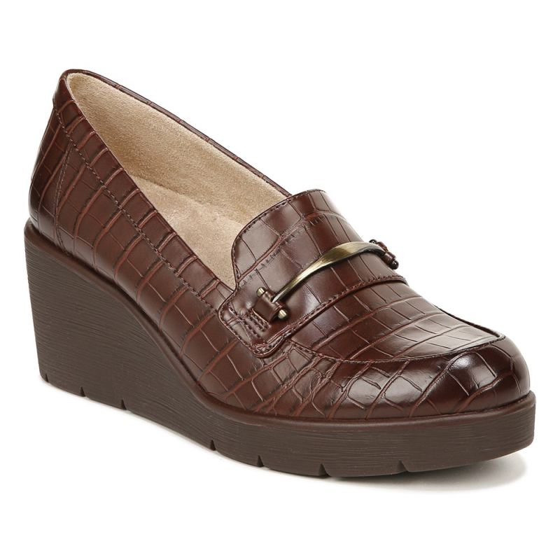 Naturalizer Women's SOUL Achieve Wedge - Dark Brown Croco Synthetic