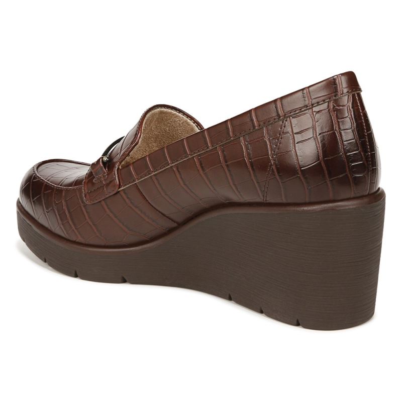 Naturalizer Women's SOUL Achieve Wedge - Dark Brown Croco Synthetic