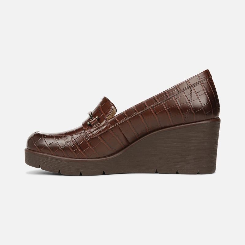 Naturalizer Women's SOUL Achieve Wedge - Dark Brown Croco Synthetic
