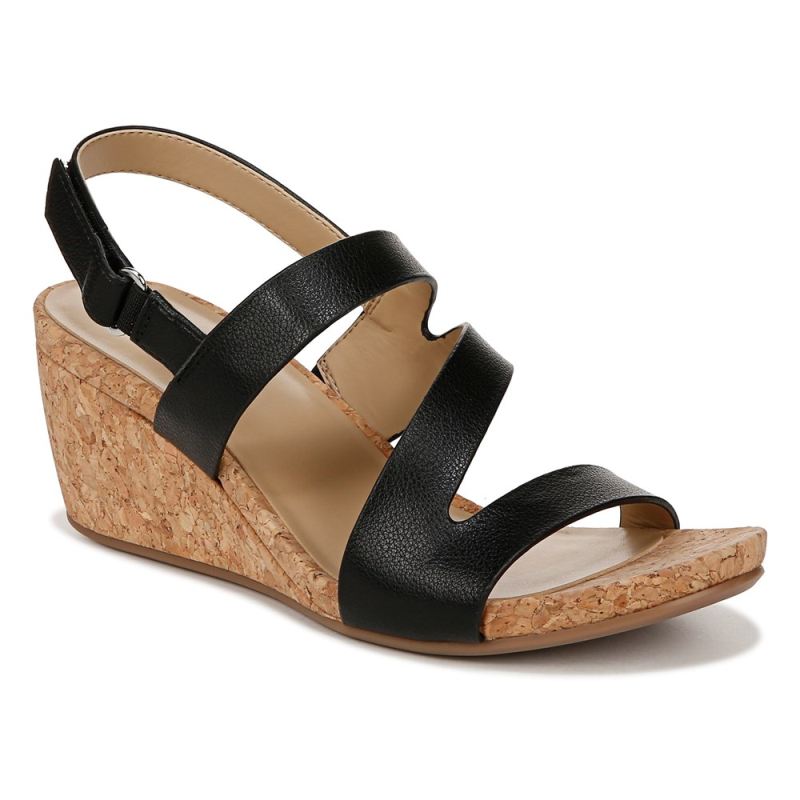 Naturalizer Women's Adria Wedge Sandal - Black Faux Leather