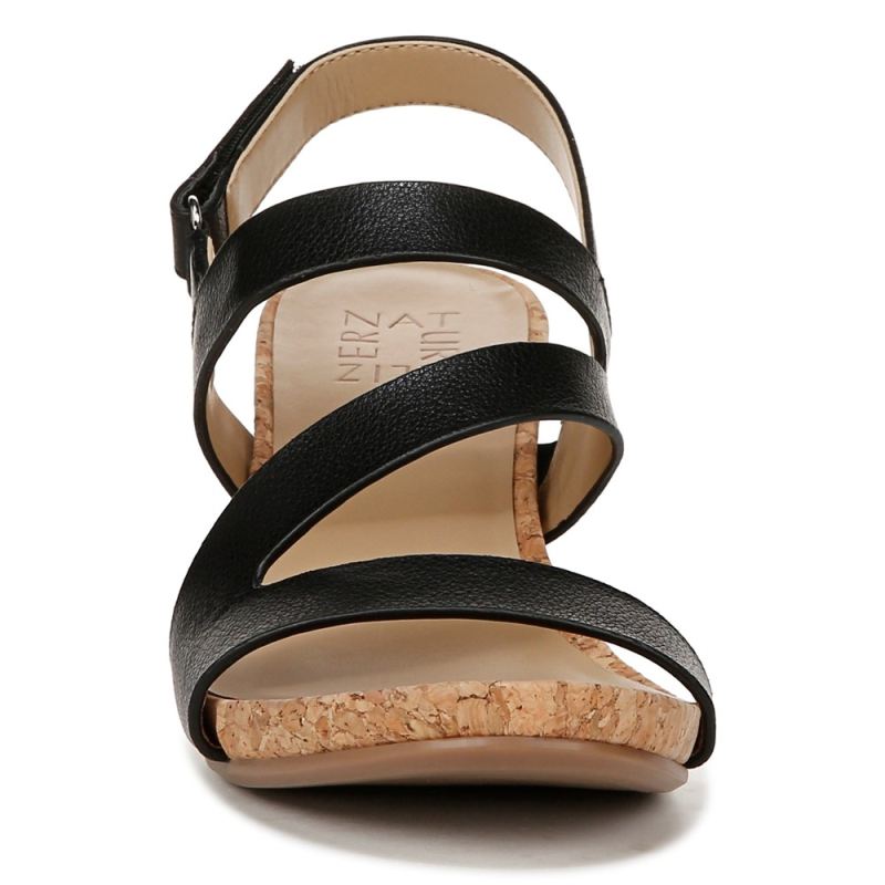 Naturalizer Women's Adria Wedge Sandal - Black Faux Leather