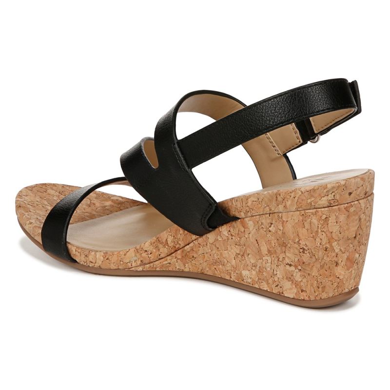 Naturalizer Women's Adria Wedge Sandal - Black Faux Leather