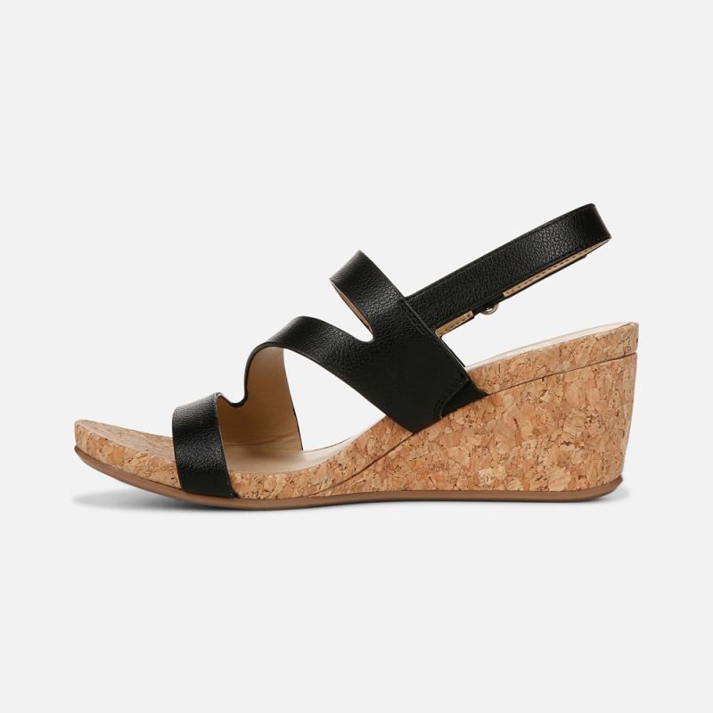Naturalizer Women's Adria Wedge Sandal - Black Faux Leather