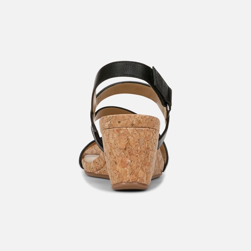Naturalizer Women's Adria Wedge Sandal - Black Faux Leather