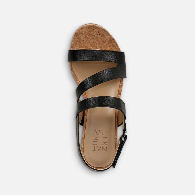 Naturalizer Women's Adria Wedge Sandal - Black Faux Leather