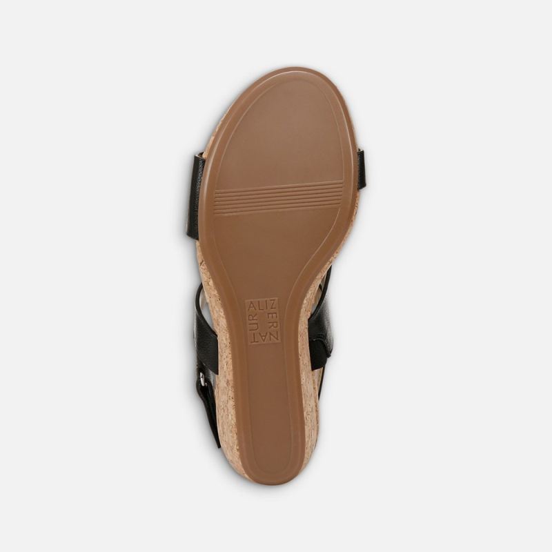 Naturalizer Women's Adria Wedge Sandal - Black Faux Leather