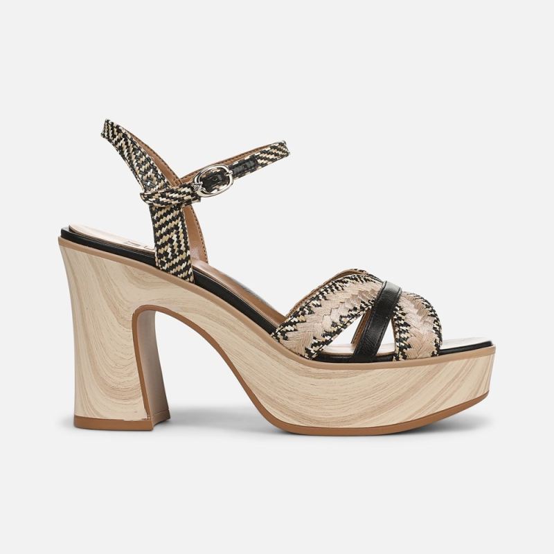 Naturalizer Women's Katalina Platform Sandal - Black / Tan Weave Fabric