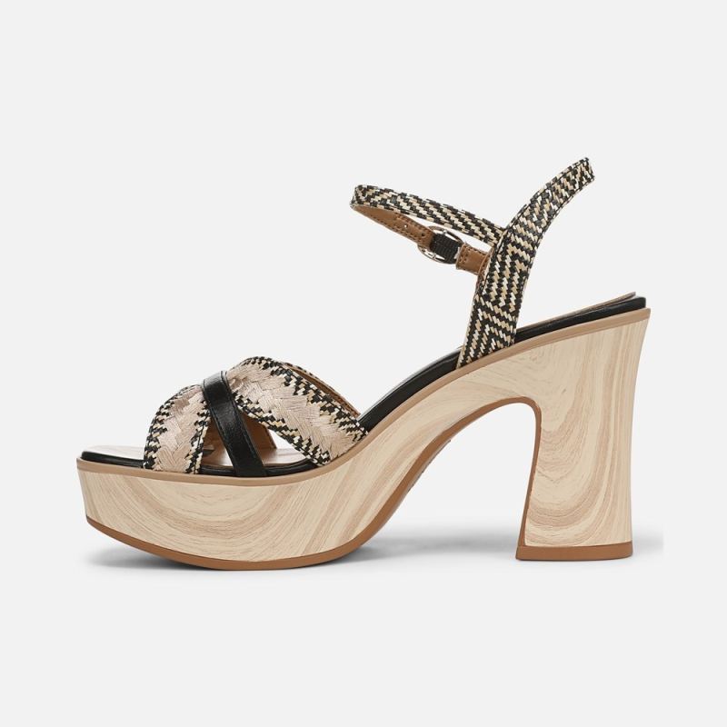 Naturalizer Women's Katalina Platform Sandal - Black / Tan Weave Fabric